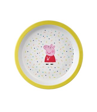 Petit Jour Petit Jour Paris | Peppa Pig | Bord Met Opstaande Rand | Gele rand | 18 cm | + 6 mnd