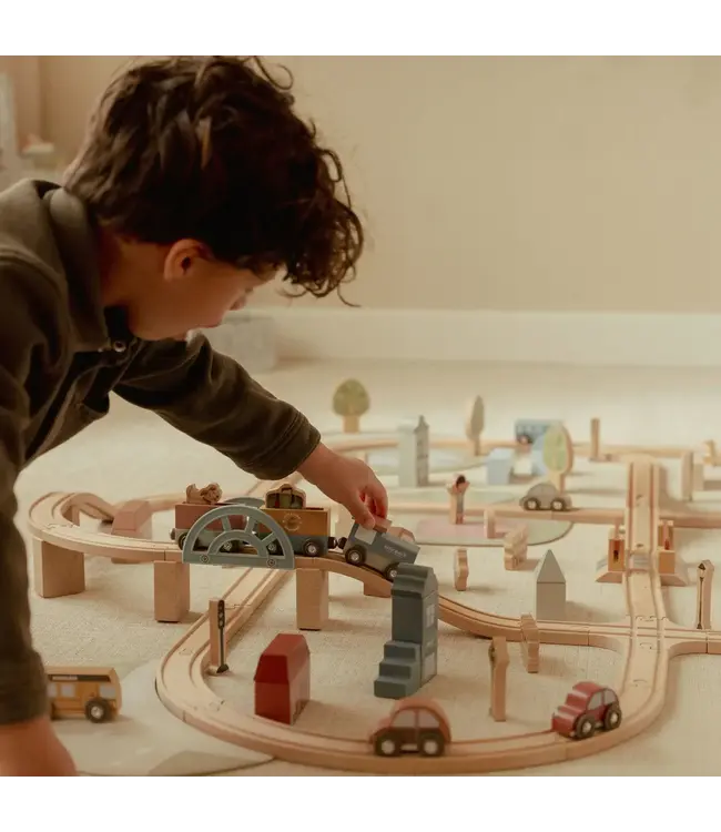 Little Dutch | Houten Treinbaan |  XL Essentials | 113 delig | 3+
