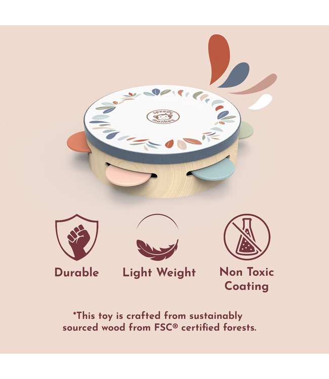 Speedy Monkey | Houten Tambourijn | 17,5 x 4,5 cm | 3+