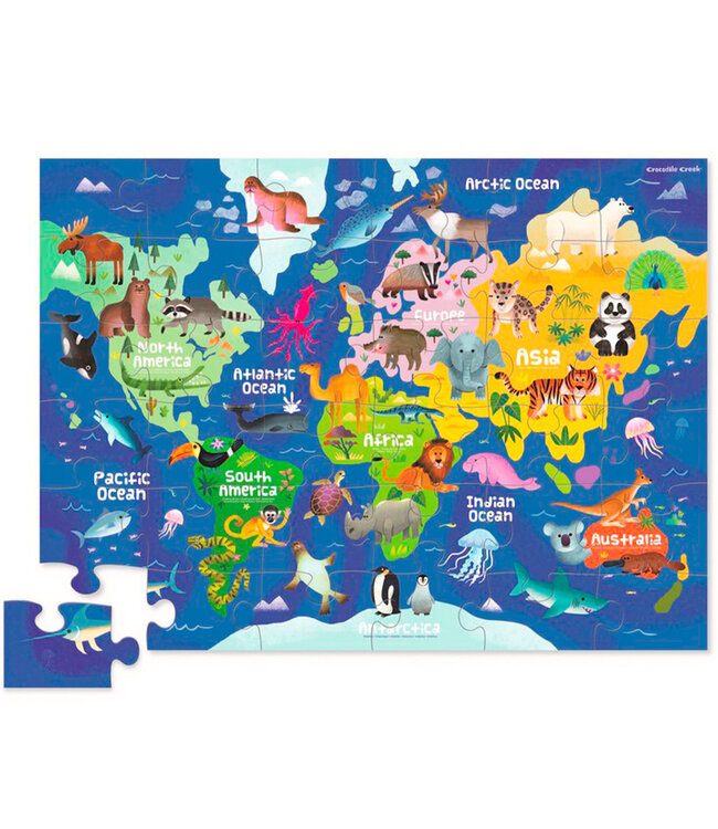 Crocodile Creek | Vloerpuzzel | My First Map | First World Map | 50 x 68 cm | 36 stukjes | 3+