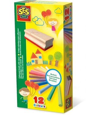 Ses Ses |  12 Kleurkrijtjes | met wisser | 2+