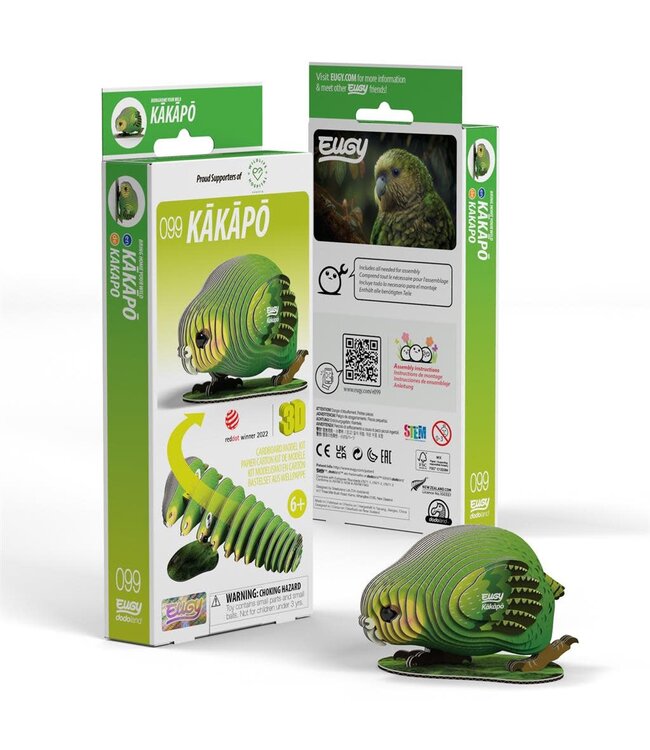 Eugy | 3D Cardboard Model Kit | Bird Life | Kakapo | 6+