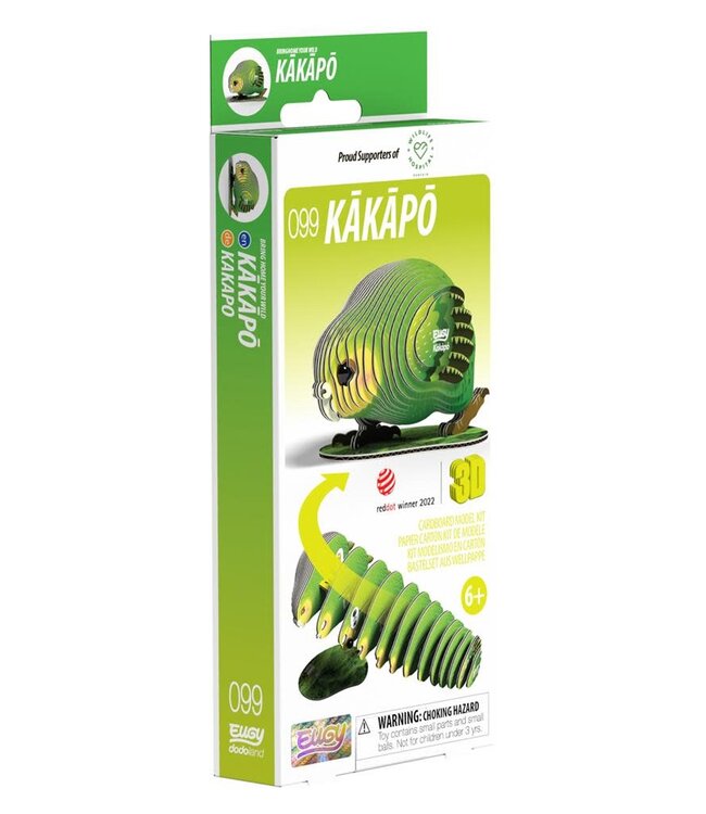 Eugy | 3D Cardboard Model Kit | Bird Life | Kakapo | 6+