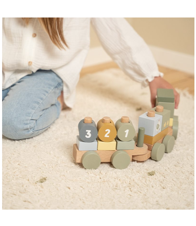 Little Dutch | Houten Blokkentrein | Little Farm | 16 delig | 45 cm | 1+