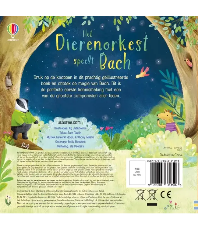 Usborne | Geluidenboek met Muziek | Het Dierenorkest speelt Bach | 2+