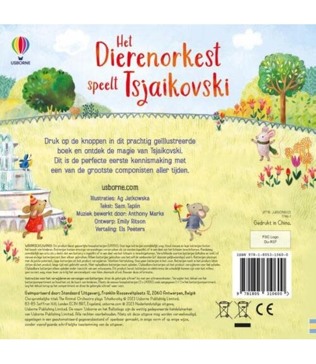 Usborne | Geluidenboek met Muziek | Het Dierenorkest speelt Tsjaikovski | 2+