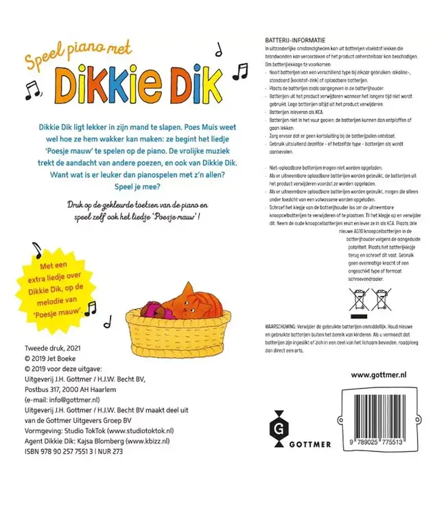 Gottmer | Geluidenboek | Jet Boeke | Speel Piano met Dikkie Dik | 3+
