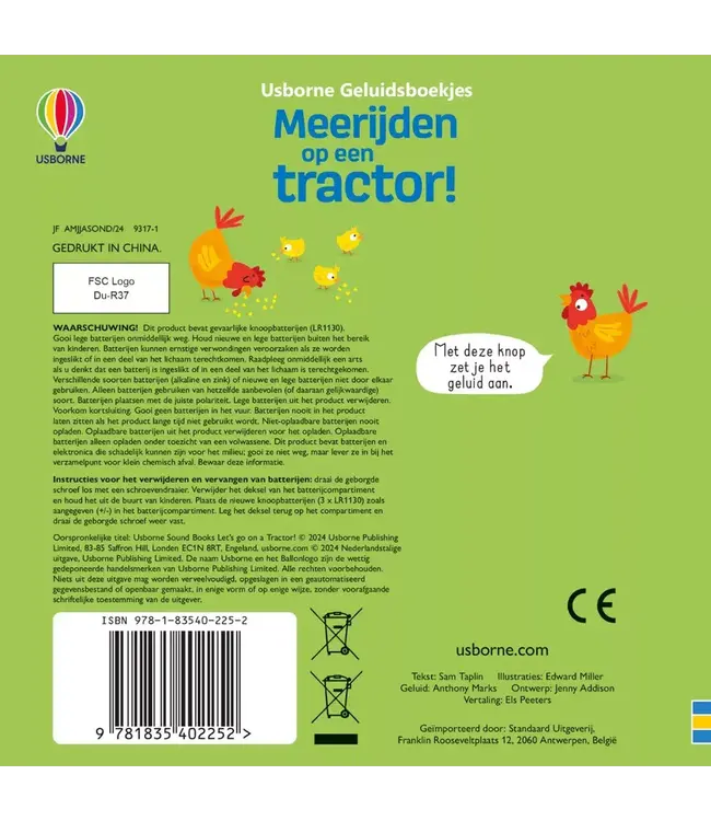 Usborne | Geluidenboek | Meerijden op een Tractor! | 1+