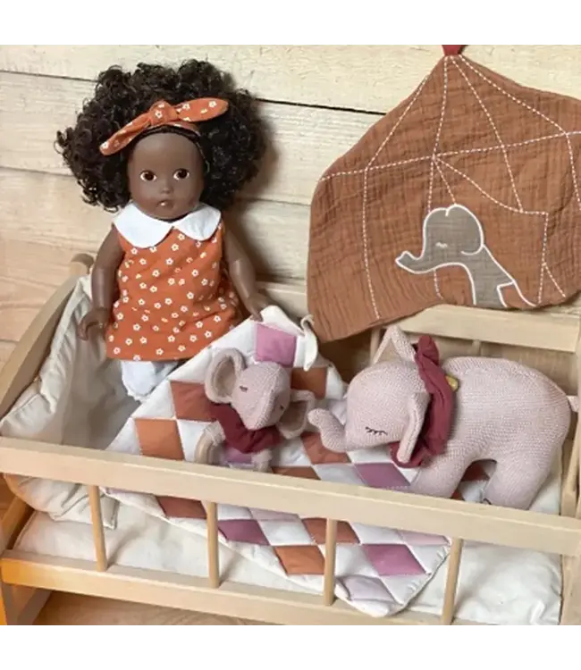 Egmond Toys | Poppenbed | Houten Schommelwieg met dekentje | 50 x 30 x 27 cm | 2+