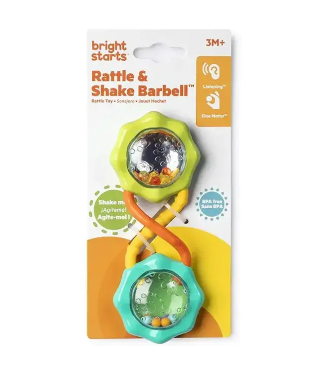 Bright Starts  | Rattle & Shake | Barbell Toy | Green | 14 cm | 0+