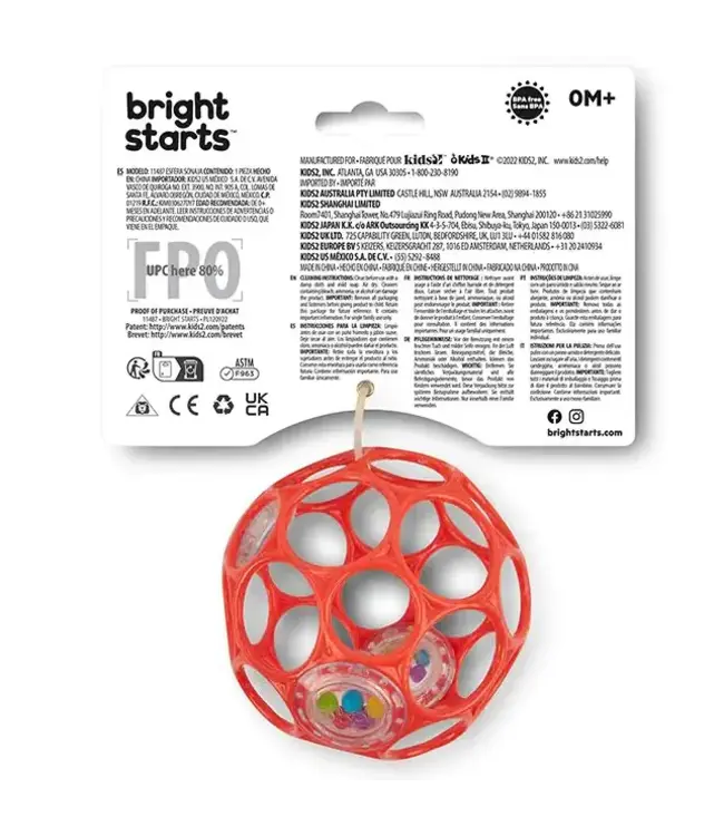 Oball | Rattle Easy-Grasp Toy | Orange | 10 cm | 0+