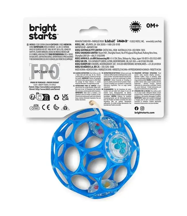 Oball | Rattle Easy-Grasp Toy | Blue | 10 cm | 0+
