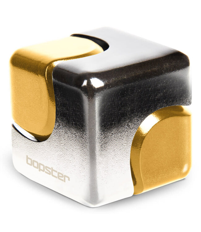 Bopster Cube Spinner | Silver and Gold | Aluminium Fidget Spinner | 94 gram | 2,8 cm | 6+