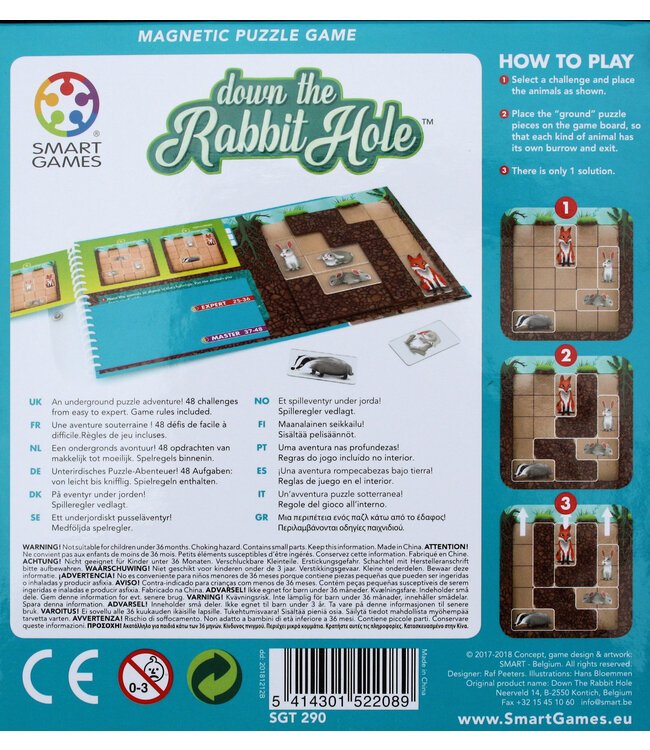 Smartgames | Magnetic Travel Game | Down The Rabbit Hole | 5+