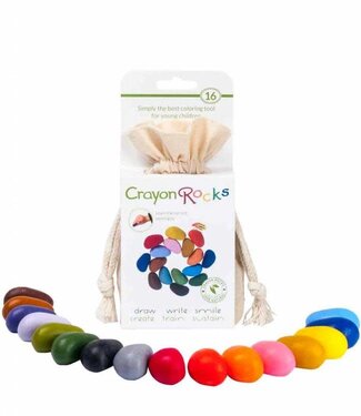 Crayon Rocks Crayon Rocks 16 Colors Soja Waskrijt in Ecru Fluwelen Zakje 3+