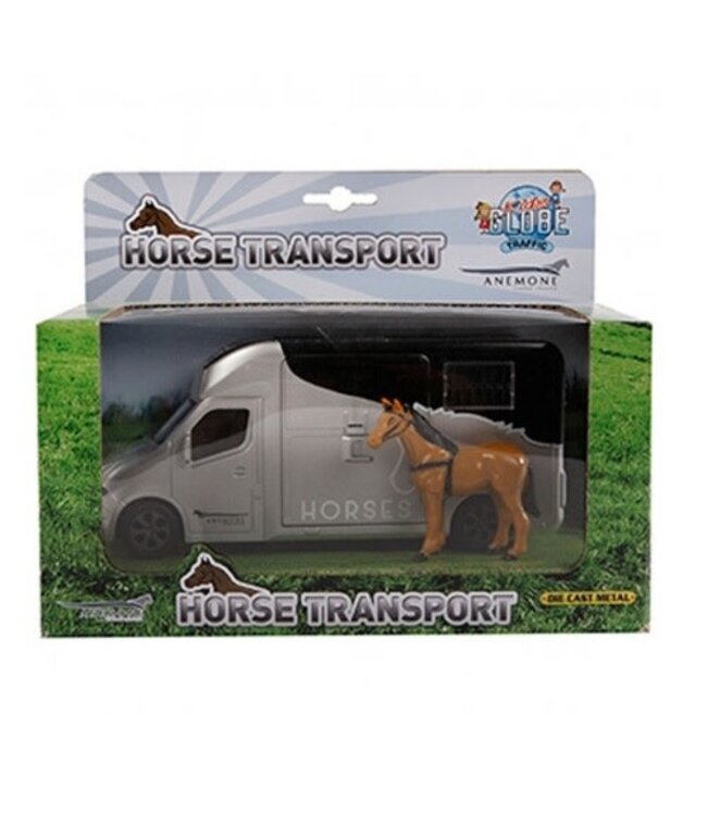 Kids Globe | Die-cast | Pullback | Paardentruck | met Hinnikend Paard | 20 cm | 3+