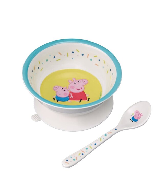 Petit Jour Paris | Peppa Pig | Kommetje met Zuignap en Lepel | +6 mnd