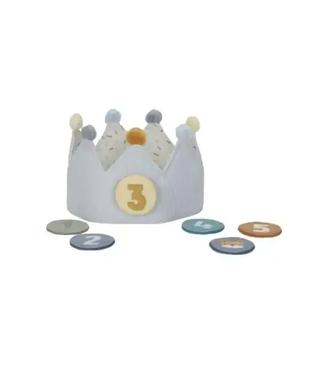 Little Dutch | Kroontje | Verjaardagskroon | Cijfers 1 - 5 jaar | Blauw | 7 delig | 1+