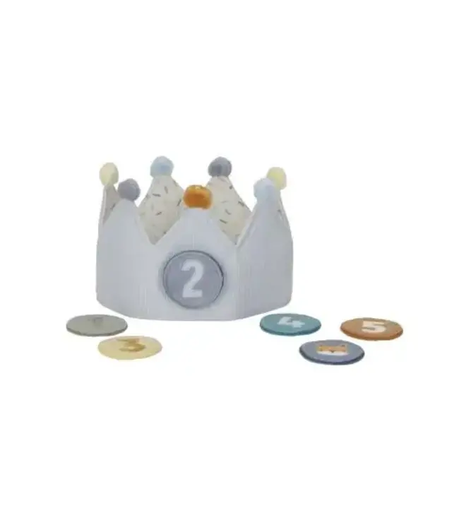 Little Dutch | Kroontje | Verjaardagskroon | Cijfers 1 - 5 jaar | Blauw | 7 delig | 1+