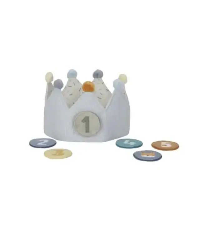 Little Dutch | Kroontje | Verjaardagskroon | Cijfers 1 - 5 jaar | Blauw | 7 delig | 1+