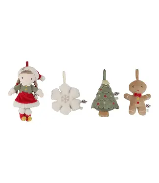 Little Dutch Little Dutch | Stoffen Kersthangers | Rosa (20 cm) | 4 delig | 1+