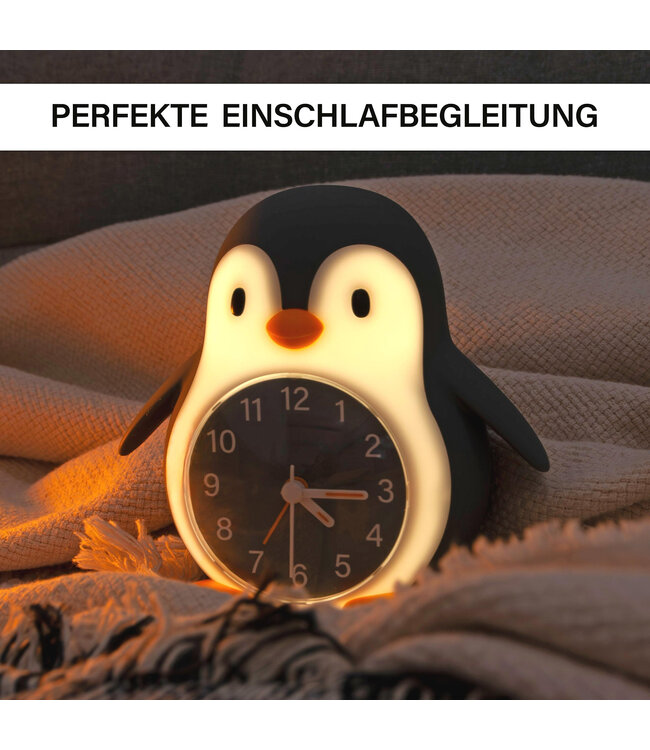 MegaLight | Pinguïn | Nachtlamp | Wekker | USB Oplaadbaar | 14 cm