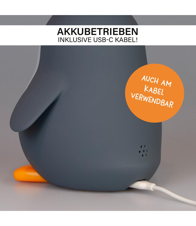 MegaLight | Pinguïn | Nachtlamp | Wekker | USB Oplaadbaar | 14 cm