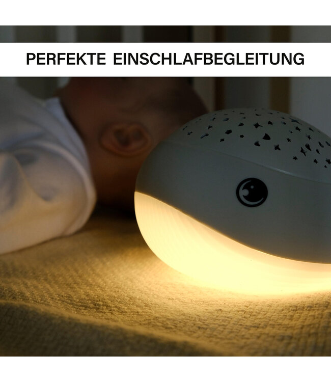 MegaLight | Willy Whale | Nachtlamp en projecteert sterren | USB Oplaadbaar | 9 cm
