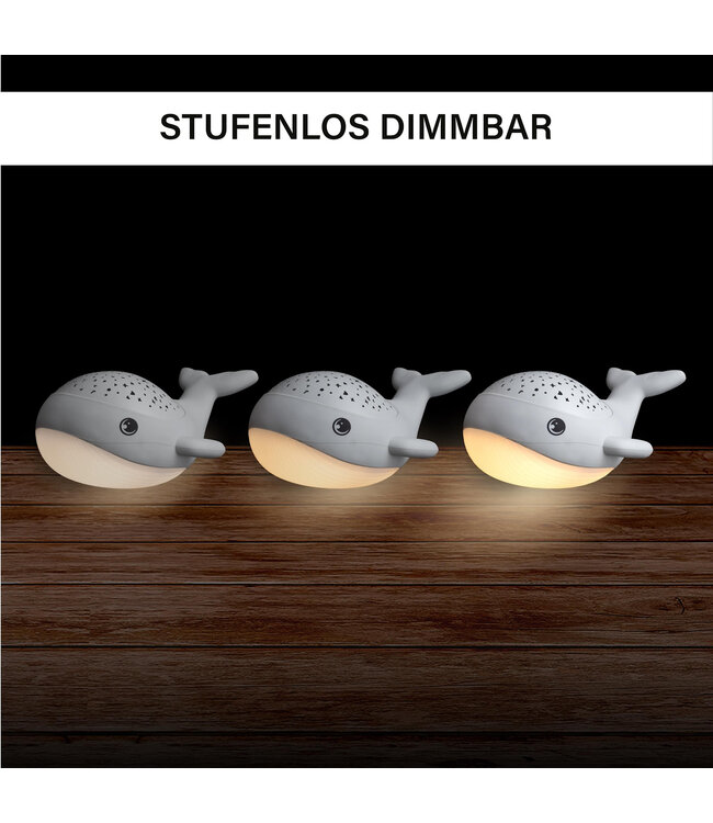 MegaLight | Willy Whale | Nachtlamp en projecteert sterren | USB Oplaadbaar | 9 cm