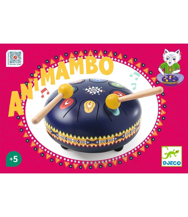 Djeco | Animambo | Trommel | Metal Tongue Drum | 8 Toons | 15 x 8 cm | 5+