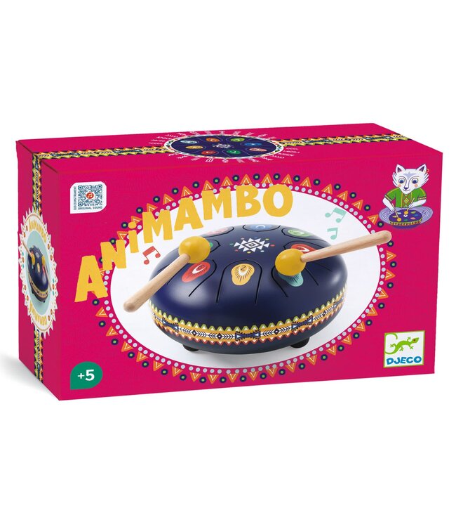 Djeco | Animambo | Trommel | Metal Tongue Drum | 8 Toons | 15 x 8 cm | 5+