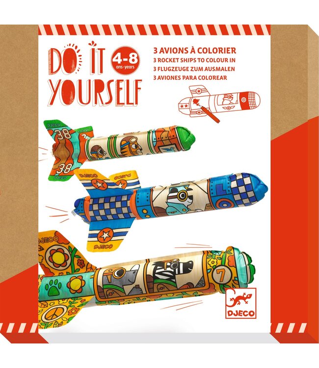 Djeco | Do it Yourself | Three Rocket Ships to Color In | To the Sky | 4-8 jaar