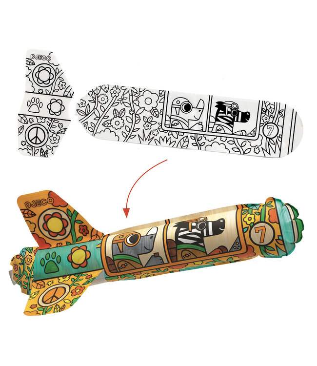 Djeco | Do it Yourself | Three Rocket Ships to Color In | To the Sky | 4-8 jaar