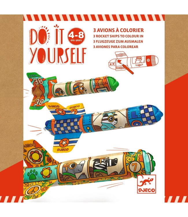 Djeco | Do it Yourself | Three Rocket Ships to Color In | To the Sky | 4-8 jaar