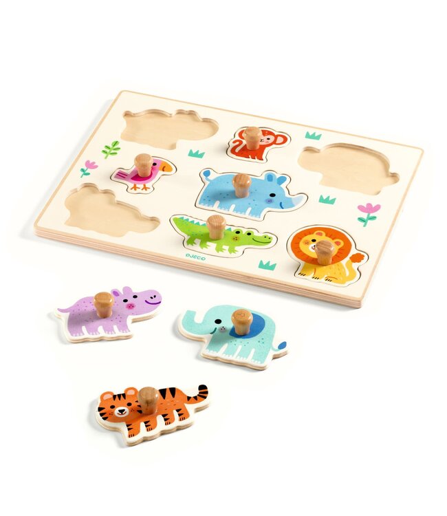 Djeco | Houten Knoppuzzel | Hippo'n'Co | 1+