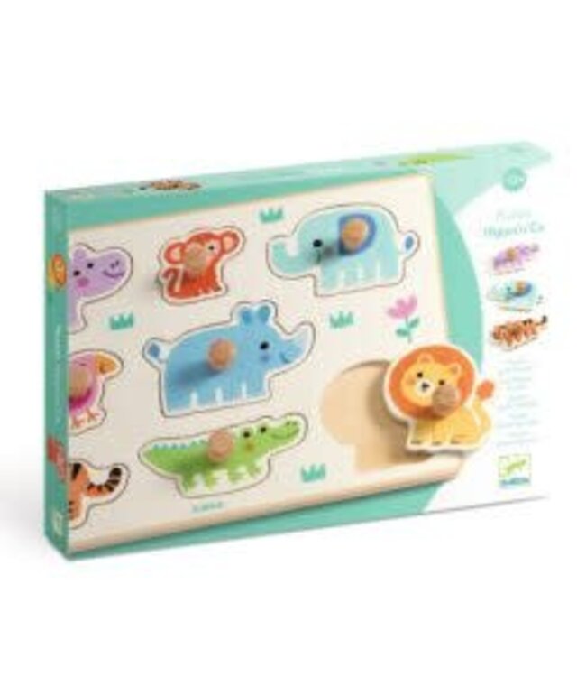 Djeco | Houten Knoppuzzel | Hippo'n'Co | 1+