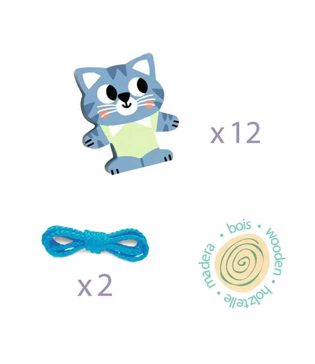 Djeco | Houten Kralen | Filabirdy | 12 st | 2+