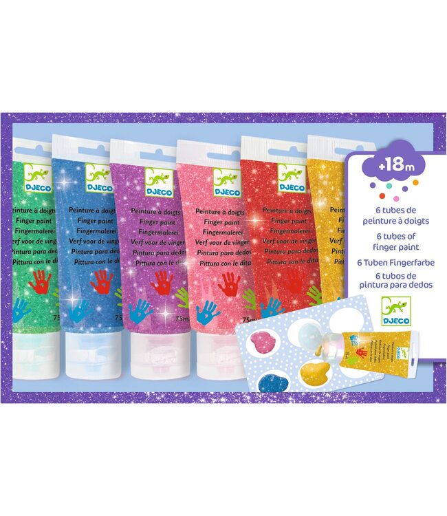 Djeco | Vingerverf | 6 Tubes | Glitter | +18 mnd