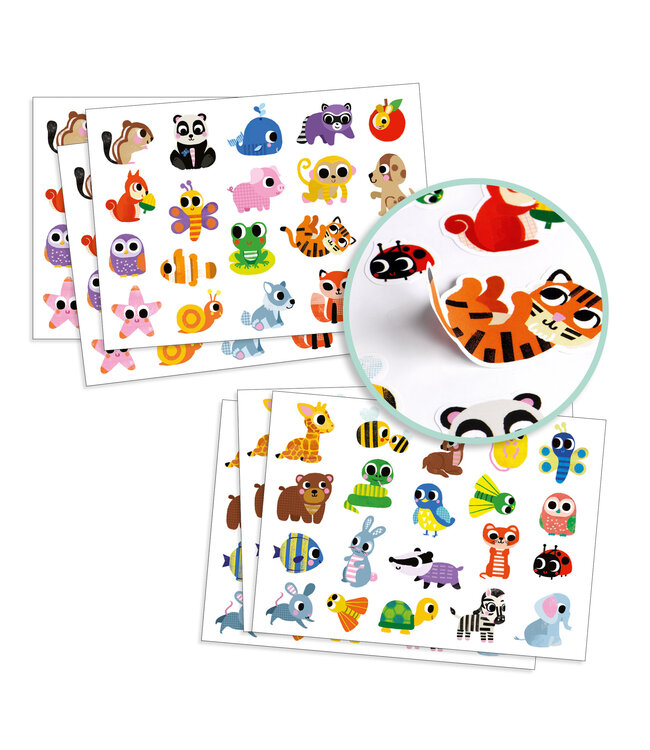 Djeco | 100+ Grote Stickers | voor de Kleintjes | Baby Dieren | +18 maanden