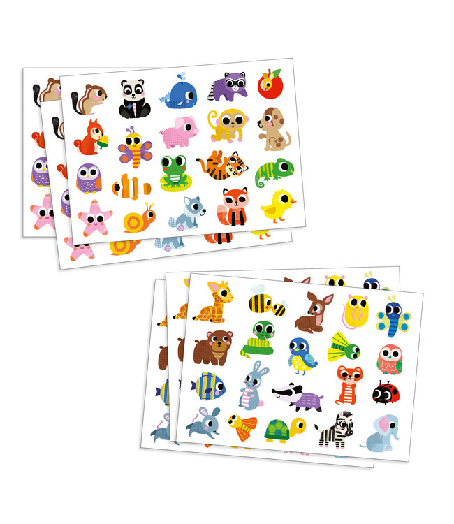 Djeco | 100+ Grote Stickers | voor de Kleintjes | Baby Dieren | +18 maanden