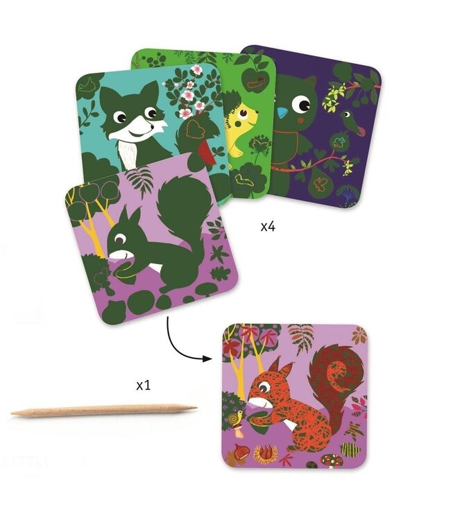 Djeco | Scratch Cards | 4 delig | Land Dieren | 3-6 jaar