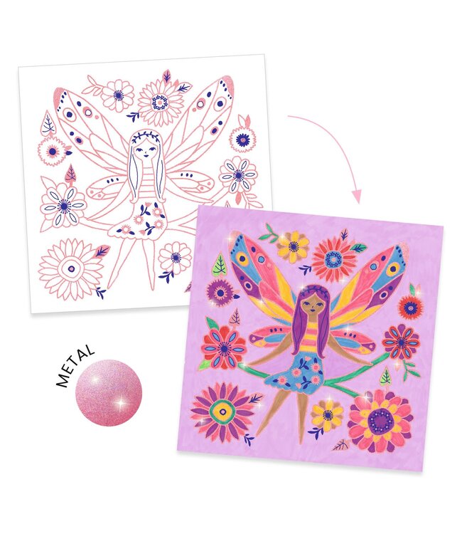 Djeco | Shiny Colouring | Little Wings | 5-8 jaar