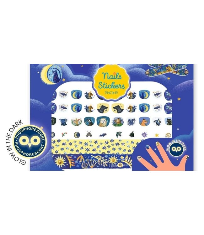 Djeco | Nails Stickers | 120 pieces | Moonlight Reflections | Glow in the Dark | 4 - 8 year