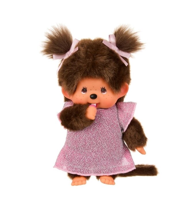 Monchhichi | 20 cm | Roze Glitterjurk | 2+
