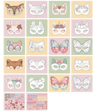 Little Dutch Little Dutch | Knutselboek Rosa & Friends | Maskers Maken | inclusief kindveilige Schaar | 3+