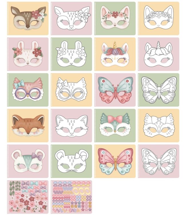 Little Dutch | Knutselboek Rosa & Friends | Maskers Maken | inclusief kindveilige Schaar | 3+