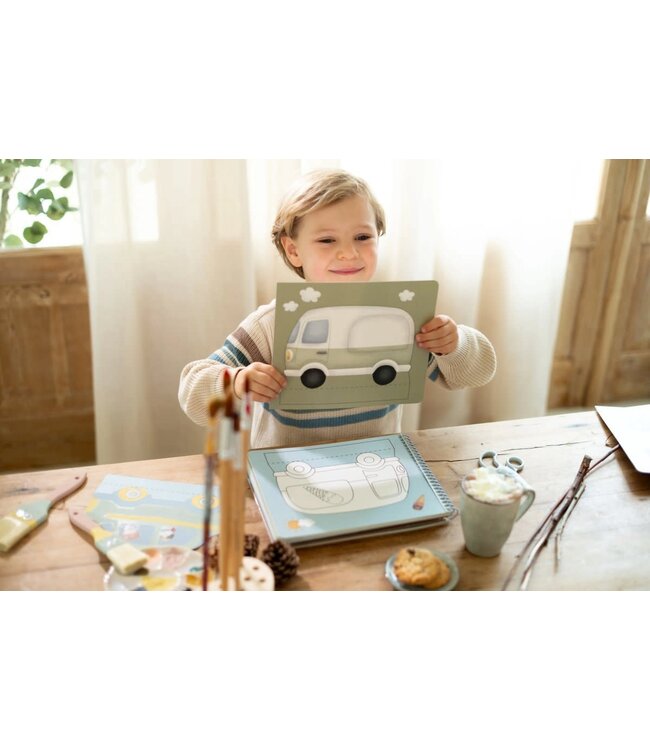 Little Dutch | Knutselboek Jim & Friends | Auto's Maken | inclusief kindveilige Schaar | 3+