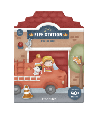 Little Dutch Little Dutch | Stickerboek |  Jim & Friends | Fire Station | 3+