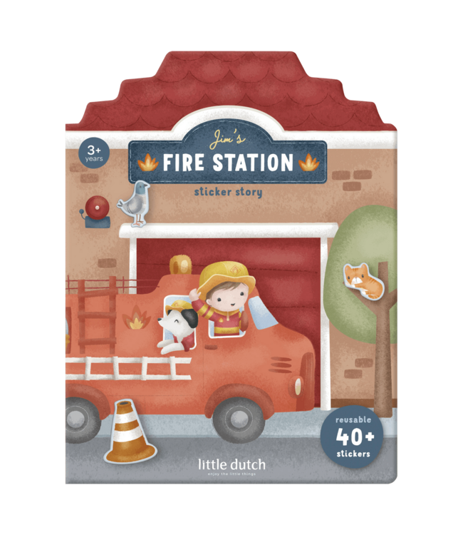 Little Dutch | Stickerboek |  Jim & Friends | Fire Station | 3+