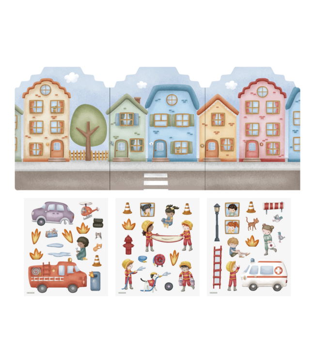 Little Dutch | Stickerboek |  Jim & Friends | Fire Station | 3+